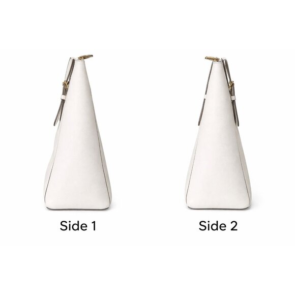 Michael Kors Ciara Large Saffiano Leather Shoulder Double Strap Tote Optic White - Picture 7 of 11